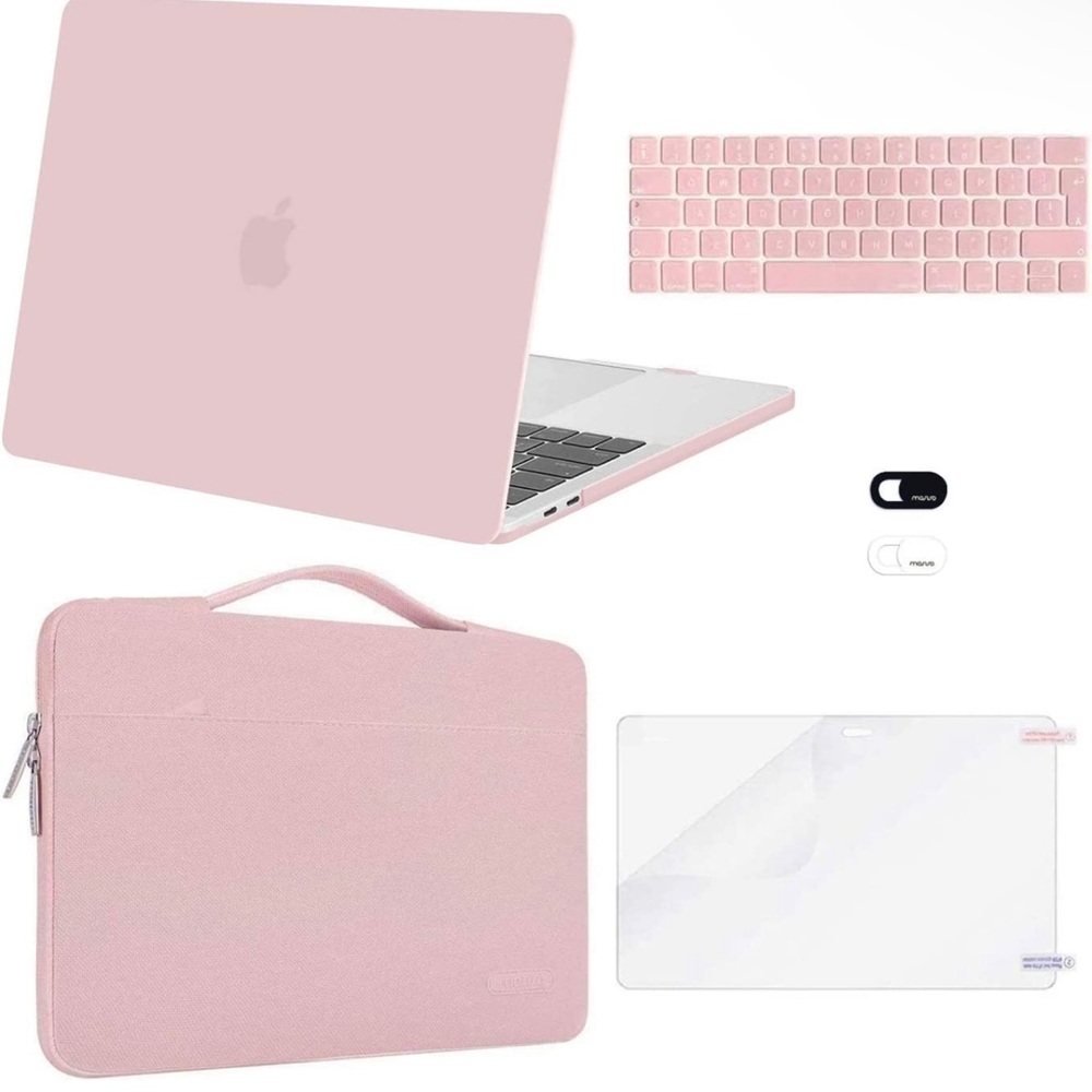 Pink MacBook Pro 13 inch Case with accessories